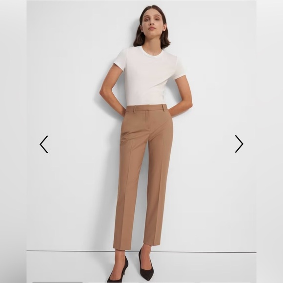 Theory Women’s Wool Blend Trouser Pants Business Casual Khaki NWT Size 4 - Picture 1 of 7